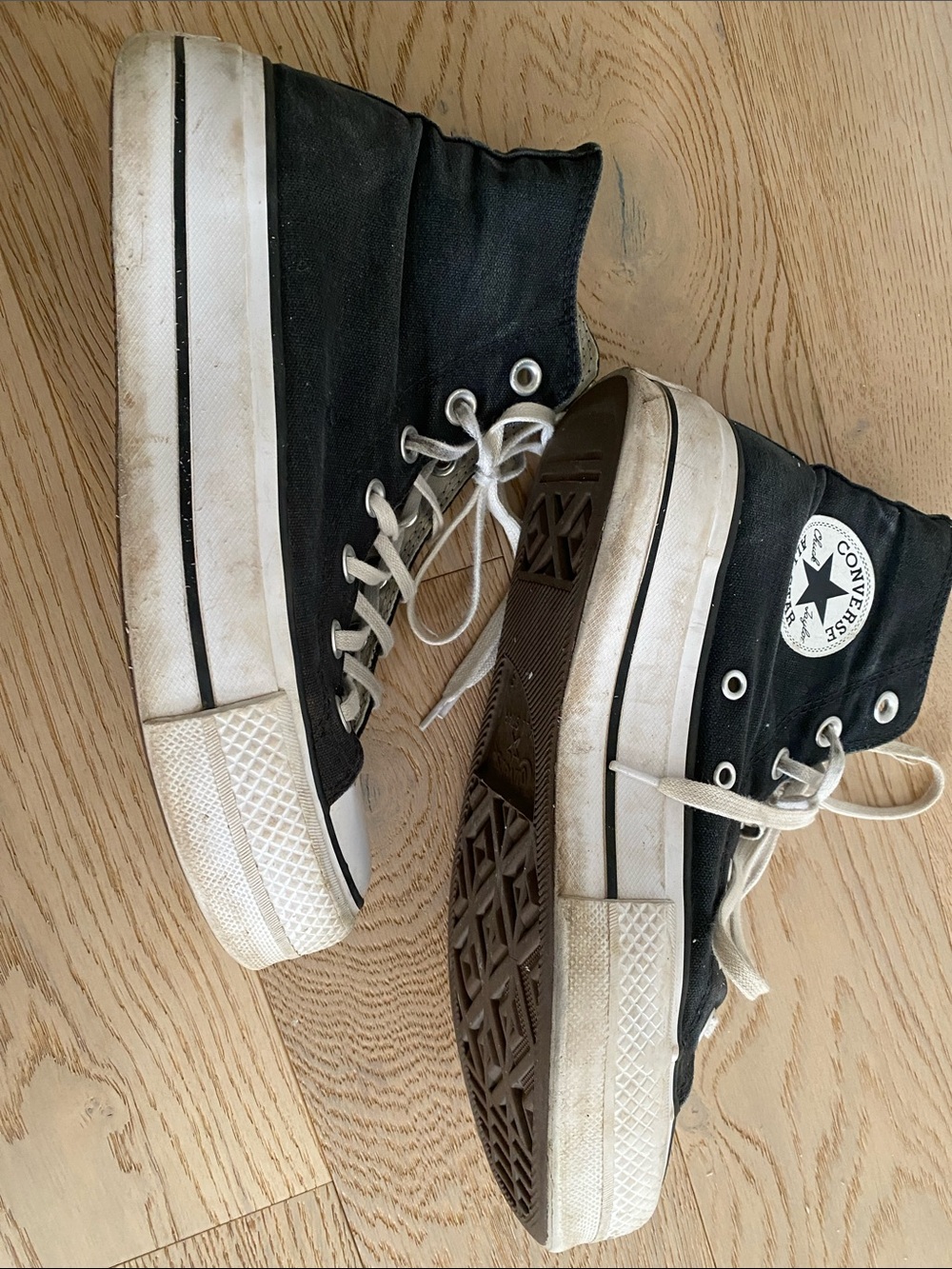 Converse Black and White High-Top Sneakers - Picture 6 of 10